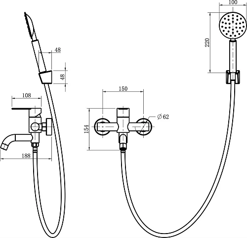 Смеситель для ванны STWORKI WFT1031-2 нержавеющая сталь 577385 Смеситель для ванны STWORKI WFT1031-2 нержавеющая сталь 577385