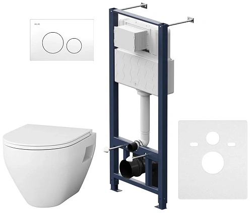 Комплект унитаза AM.PM Spirit V2.0 FlashClean IS49001.701738 с инсталляцией, сиденьем микролифт и клавишей смыва Комплект унитаза AM.PM Spirit V2.0 FlashClean IS49001.701738 с инсталляцией, сиденьем микролифт и клавишей смыва