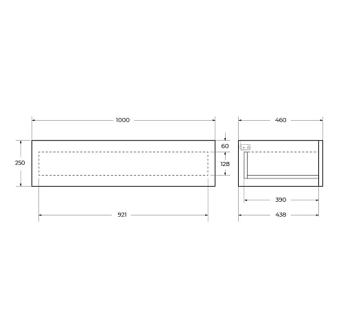 Тумба под раковину CEZARES CADRO-100-1C-SO-NR-BLUM Nero 1200x460 подвесная Тумба под раковину CEZARES CADRO-100-1C-SO-NR-BLUM Nero 1200x460 подвесная