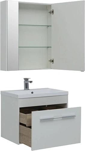 Тумба под раковину Aquanet Августа 75 белый (ручки хром) 00274144 Тумба под раковину Aquanet Августа 75 белый (ручки хром) 00274144