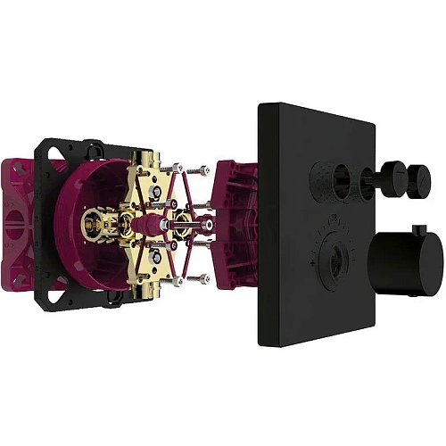 Переключатель потоков AQUAme AQM8801MB встраиваемый термостат на 2 потребителя, черный матовый Переключатель потоков AQUAme AQM8801MB встраиваемый термостат на 2 потребителя, черный матовый