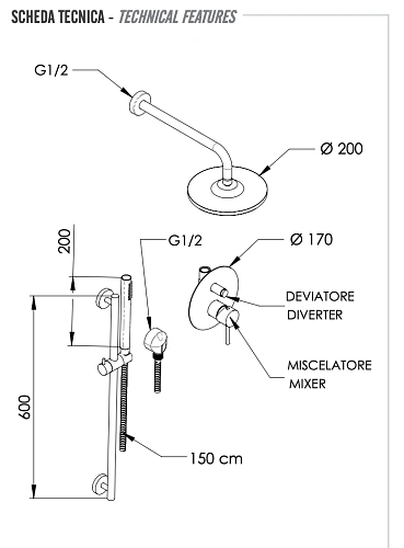 Душевая система Remer X Style X09S01EC20 Душевая система Remer X Style X09S01EC20