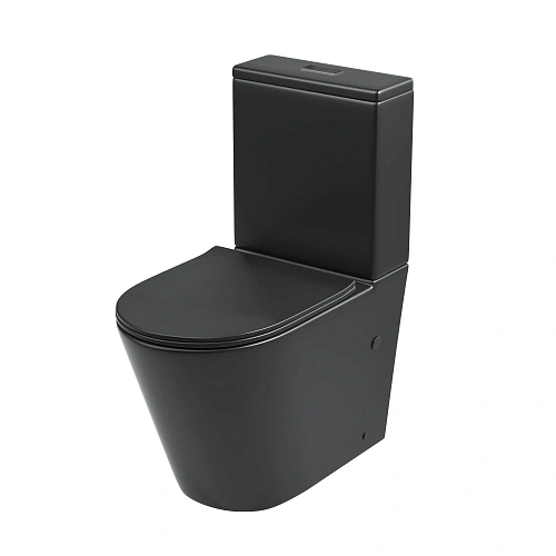 Унитаз напольный GROSSMAN GR-4458BMS 640x360x835 черный матовый безободковый с тонкой крышкой Унитаз напольный GROSSMAN GR-4458BMS 640x360x835 черный матовый безободковый с тонкой крышкой