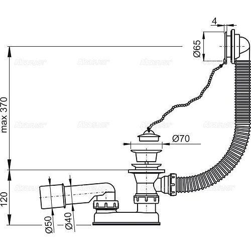 Слив-перелив Alcaplast A502 белый Слив-перелив Alcaplast A502 белый