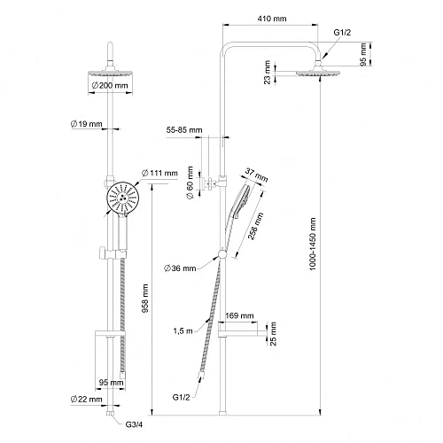 Душевая система Swedbe Calypso 5062 Душевая система Swedbe Calypso 5062