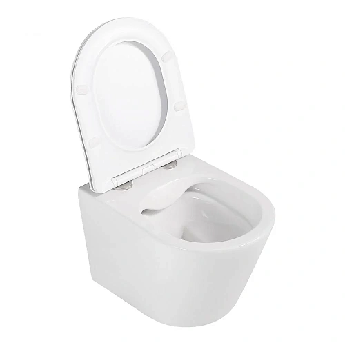 Унитаз подвесной ABBER Bequem AC1102 белый, безободковый с крышкой микролифт Унитаз подвесной ABBER Bequem AC1102 белый, безободковый с крышкой микролифт