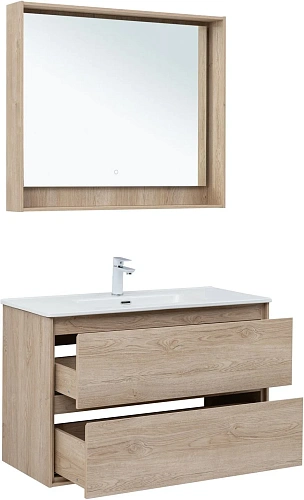 Тумба под раковину Aquanet Милан 100 дуб светлый 00336385 подвесная Тумба под раковину Aquanet Милан 100 дуб светлый 00336385 подвесная