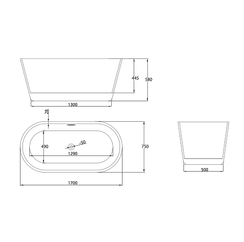 Ванна отдельностоящая GROSSMAN GR-1503M Forta (170x75x58) Ванна отдельностоящая GROSSMAN GR-1503M Forta (170x75x58)