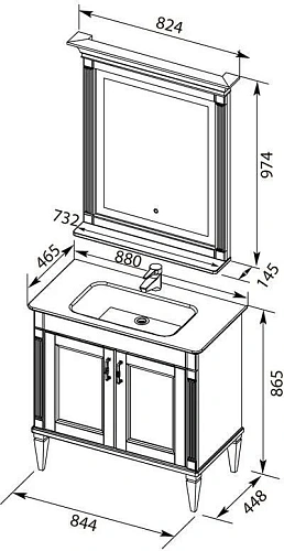 Комплект мебели Aquanet Селена 90 белый/серебро 00233126 Комплект мебели Aquanet Селена 90 белый/серебро 00233126