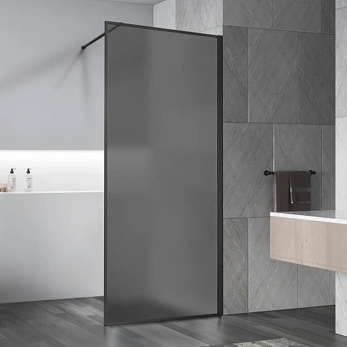 Душевая перегородка Vincea Walk-In VSW-1HP900GFB 900x2000 черный матовый, стекло матовое тонированное Душевая перегородка Vincea Walk-In VSW-1HP900GFB 900x2000 черный матовый, стекло матовое тонированное