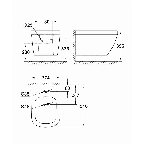 Биде подвесное GROHE Euro Ceramic, альпин-белый (39208000) Биде подвесное GROHE Euro Ceramic, альпин-белый (39208000)