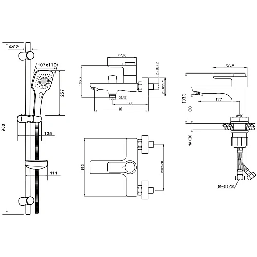 Комплект смесителей Orange Thermo T19-311cr хром Комплект смесителей Orange Thermo T19-311cr хром