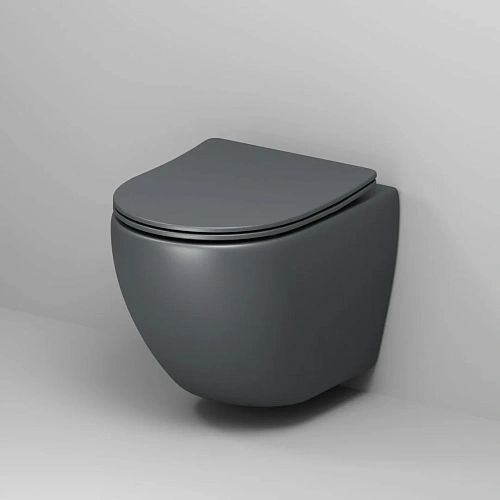 Унитаз подвесной GROSSMAN GR-4455GMS Color 495x365x375 серый матовый безободковый с тонкой крышкой Унитаз подвесной GROSSMAN GR-4455GMS Color 495x365x375 серый матовый безободковый с тонкой крышкой