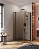 Картинка анонса товара «душевой уголок cezares slider-ah-1-80-90/100-br-nero 90-100x80см стекло тонированное (бронза), профиль черный»