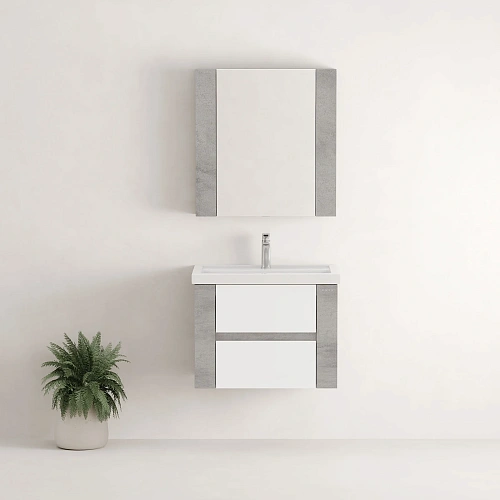 Тумба под раковину Onika Стоун 70 см 107066 подвесная, белая/ателье светлое (для Фостер 70) Тумба под раковину Onika Стоун 70 см 107066 подвесная, белая/ателье светлое (для Фостер 70)