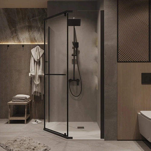 Душевой уголок GROSSMAN Pragma 302.K33.03.1010.21.00 (100x100x195) трапеция,распашн,черн.матов,стекло прозрач Душевой уголок GROSSMAN Pragma 302.K33.03.1010.21.00 (100x100x195) трапеция,распашн,черн.матов,стекло прозрач