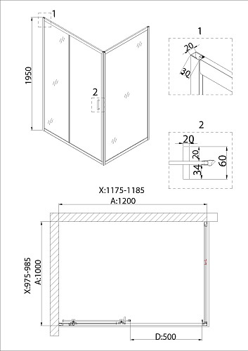 Душевой уголок Niagara Nova NG-62-12A-A100 (120x100x195) квадратная, дверь раздвижная Душевой уголок Niagara Nova NG-62-12A-A100 (120x100x195) квадратная, дверь раздвижная