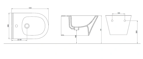 Биде подвесное Boheme Avva 974-W белый глянец Биде подвесное Boheme Avva 974-W белый глянец