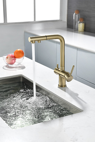 Смеситель для кухни Paulmark SERPENTINE светлое золото Se213222-LG Смеситель для кухни Paulmark SERPENTINE светлое золото Se213222-LG