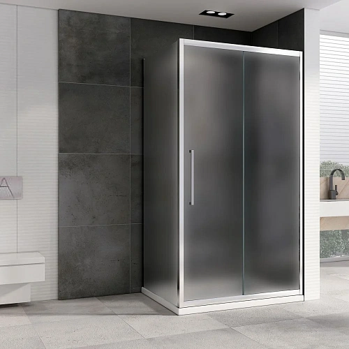 Душевой уголок ABBER Schwarzer Diamant AG30140MH-S50M 140x50 см универсальный, профиль хром, стекло матовое Душевой уголок ABBER Schwarzer Diamant AG30140MH-S50M 140x50 см универсальный, профиль хром, стекло матовое