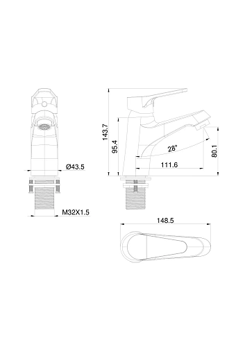 Смеситель для раковины Wonzon & Woghand хром (WW-A40212-CR) Смеситель для раковины Wonzon & Woghand хром (WW-A40212-CR)