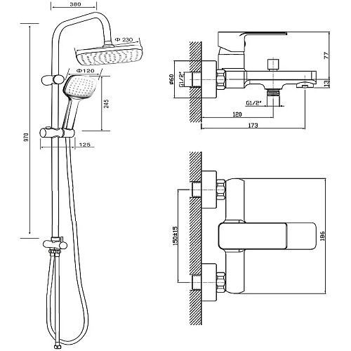 Душевая система Orange Plito M16-933cr с изливом, хром m16-933cr Душевая система Orange Plito M16-933cr с изливом, хром m16-933cr