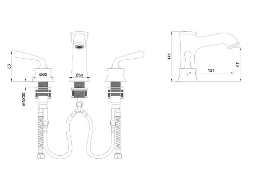 Смеситель для раковины Wonzon & Woghand на 3 отверстия, хром (WW-88159008-CR) Смеситель для раковины Wonzon & Woghand на 3 отверстия, хром (WW-88159008-CR)