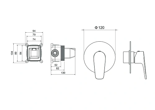 Смеситель для душа Aquatek БЕТТА AQ1166MB Черный матовый, встраиваемый Смеситель для душа Aquatek БЕТТА AQ1166MB Черный матовый, встраиваемый