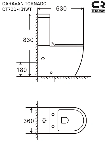 Унитаз напольный CHARUS CARAVAN CT700-131WT арматура Geberit cиденье из дюропласта Унитаз напольный CHARUS CARAVAN CT700-131WT арматура Geberit cиденье из дюропласта