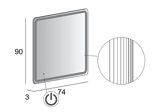 Зеркало CEZARES 44998, 74х90 со встроенной LED подсветкой touch system Зеркало CEZARES 44998, 74х90 со встроенной LED подсветкой touch system