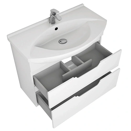 Тумба под раковину DREJA LAGUNA PLUS, 105 см, подвесная/напольная, 2 ящика, с опорами, белый глянец 99.0108 Тумба под раковину DREJA LAGUNA PLUS, 105 см, подвесная/напольная, 2 ящика, с опорами, белый глянец 99.0108