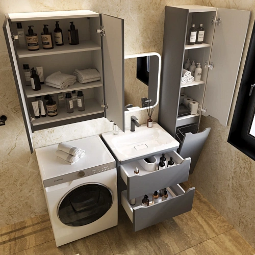 Тумба под раковину Style Line Марелла 60 Люкс антискрейтч серый, PLUS подвесная СС-00002406 Тумба под раковину Style Line Марелла 60 Люкс антискрейтч серый, PLUS подвесная СС-00002406