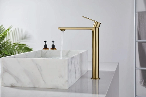 Смеситель для раковины Kaiser Serio шлифованное золото 05411-3 Смеситель для раковины Kaiser Serio шлифованное золото 05411-3