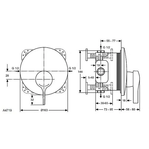 Смеситель для душа Ideal Standard MELANGE A4719AA встраиваемый Смеситель для душа Ideal Standard MELANGE A4719AA встраиваемый