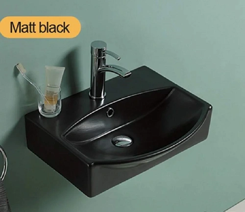 Раковина CeramaLux 78014CMB подвесная, черный матовый Раковина CeramaLux 78014CMB подвесная, черный матовый