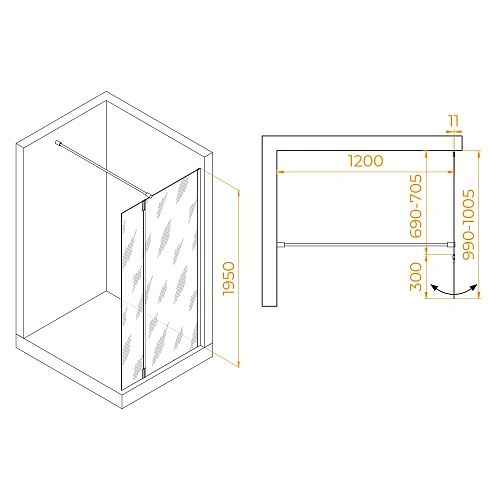 Душевая перегородка RGW Walk In WA-051 (WA-010 + Z-071) 700 мм 351005173-11 хром, Easy Clean Душевая перегородка RGW Walk In WA-051 (WA-010 + Z-071) 700 мм 351005173-11 хром, Easy Clean