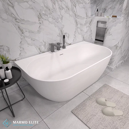 Ванна из искусственного камня Marmo-Elite Монца PBA-167-86-1 1670x860 щелевой перелив, глянцевая