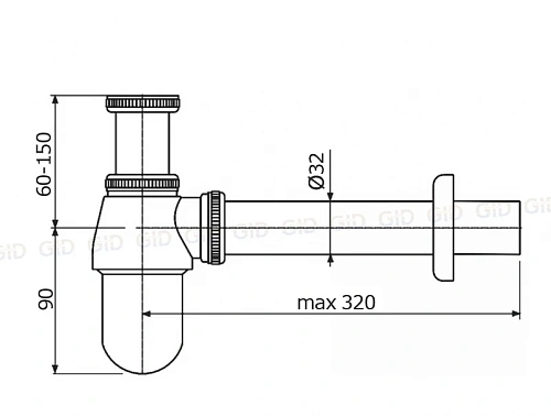Сифон для раковины Gid G-56CH 75502S хром Сифон для раковины Gid G-56CH 75502S хром