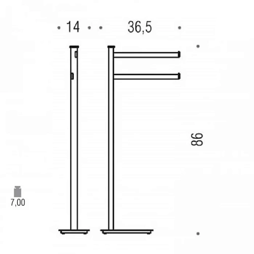 Стойка аксессуаров Colombo Units B9103.NM с двойным полотенцедержателем, H 86 см, черный матовый Стойка аксессуаров Colombo Units B9103.NM с двойным полотенцедержателем, H 86 см, черный матовый