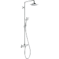 Душевая система Hansgrohe Showerpipe 180 2jet EcoSmart 27257400, белый хром с термостатом Душевая система Hansgrohe Showerpipe 180 2jet EcoSmart 27257400, белый хром с термостатом