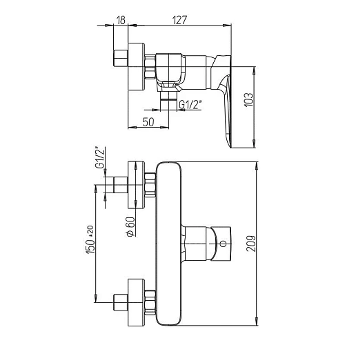 Смеситель для душа Paini Nove 09YO511 без аксессуара, чёрный Смеситель для душа Paini Nove 09YO511 без аксессуара, чёрный