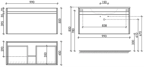 Тумба под раковину Sancos Smart SM100W белый Тумба под раковину Sancos Smart SM100W белый