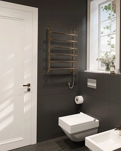 Полотенцесушитель электрический EWRIKA Медея B3 80х50 R, золото 473289 Полотенцесушитель электрический EWRIKA Медея B3 80х50 R, золото 473289