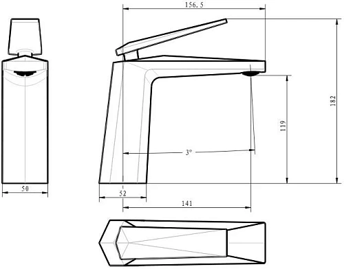 Смеситель для раковины Boheme Venturo черный-золото 381-B Смеситель для раковины Boheme Venturo черный-золото 381-B