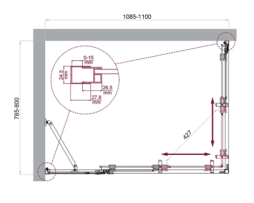 Душевой уголок BelBagno LUCE-AH-21-110/80-C-Cr Душевой уголок BelBagno LUCE-AH-21-110/80-C-Cr