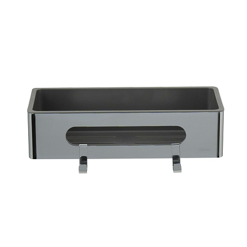 Полка Lemark SHELF LINE с крючками, хром/вставка-пластик графит 9771043 Полка Lemark SHELF LINE с крючками, хром/вставка-пластик графит 9771043