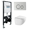 Комплект унитаза ABBER Bequem AC1131TC белый, с закрытым дном с инсталляцией AC0105 и кнопкой AC0121 хром глянцевый