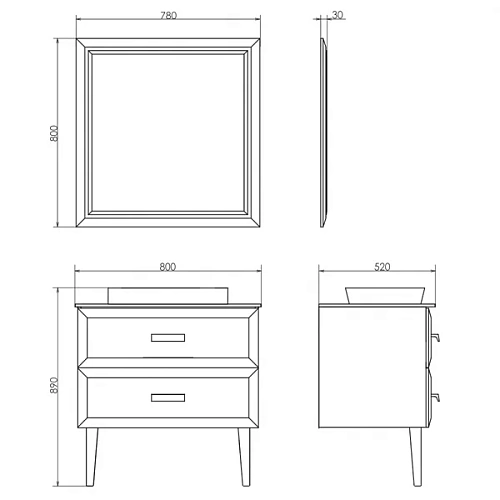 Зеркало Comforty Империя-80 00004143507 белый глянец Зеркало Comforty Империя-80 00004143507 белый глянец