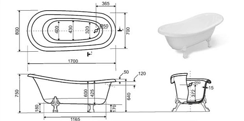 Ванна из искусственного камня Эстет Marcel silk 1700х800 ФР-00014617 Ванна из искусственного камня Эстет Marcel silk 1700х800 ФР-00014617