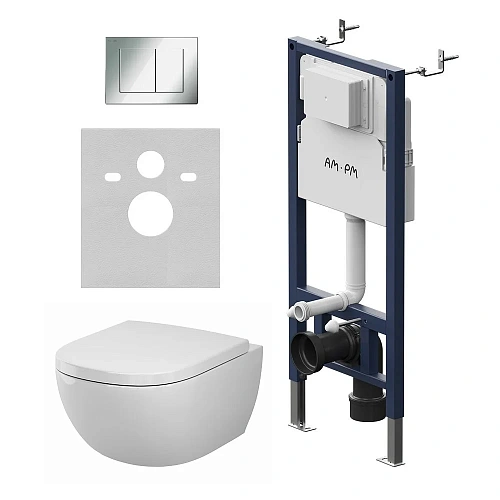 Комплект инсталляции AM.PM Above IS90251.9X1900 PrimeFit с клавишей S хром с унитазом Above Aquaspin Комплект инсталляции AM.PM Above IS90251.9X1900 PrimeFit с клавишей S хром с унитазом Above Aquaspin
